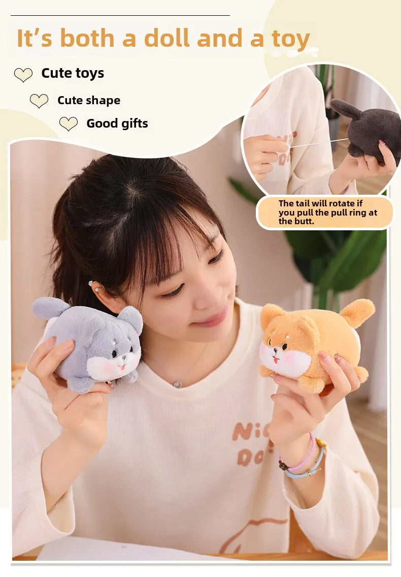 Kids Rope Simulation Animal Plush Tail Wagging Cute Cat Dog Toys for 2-4 Year Old Todder Toys Baby Christmas Birthday Gifts