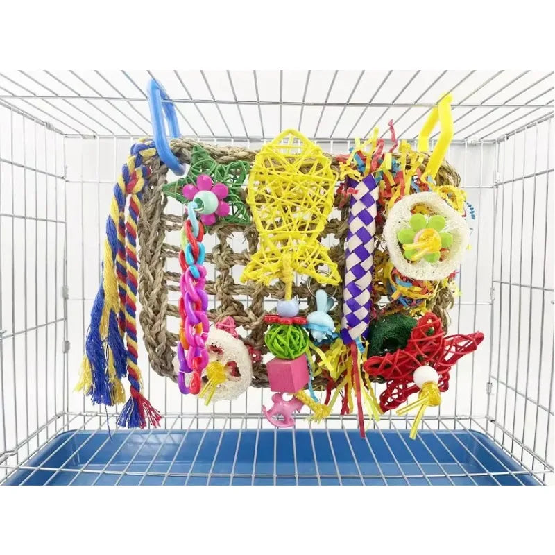 Bird Toys Parakeet Toys Bird Foraging Toys Grass Mat Climbing Wall For Parakeet,Parrot,Cockatiel,Conure Lovebird cages à oiseaux