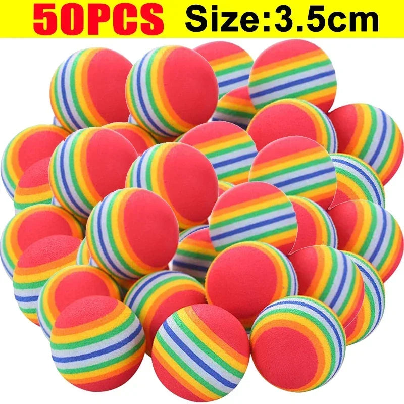 100/10PCS Pet Toy Balls Interactive Rainbow EVA Balls Cat Dog Training Toys Soft Automatic Jumping Balls Pet Playing Supplies