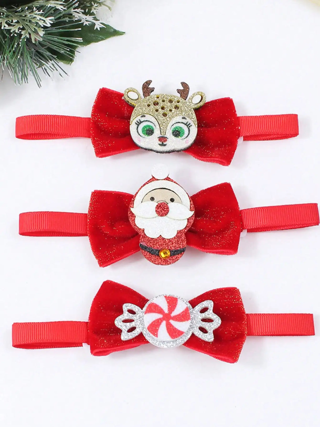 1pc Christmas Pet Bow Tie, Red With Christmas Elements, Mini Cute Tie Suitable For Pet Christmas, Creative Dog Accessories ﻿