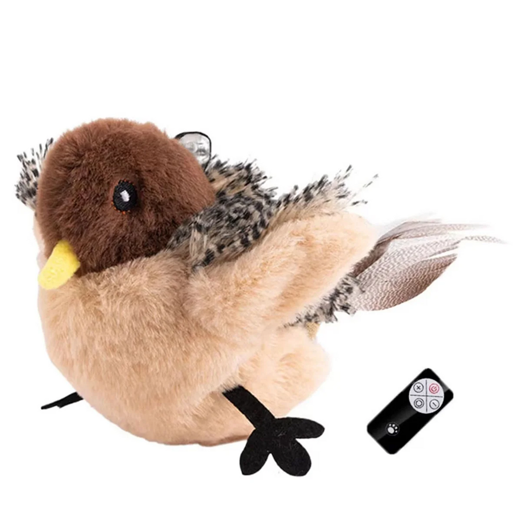 NEW Remote Control Interactive Cat Toys Flying Bird Flapping Wings Sparrow Toy Vivid Chirping Simulation Bird Cat Toy
