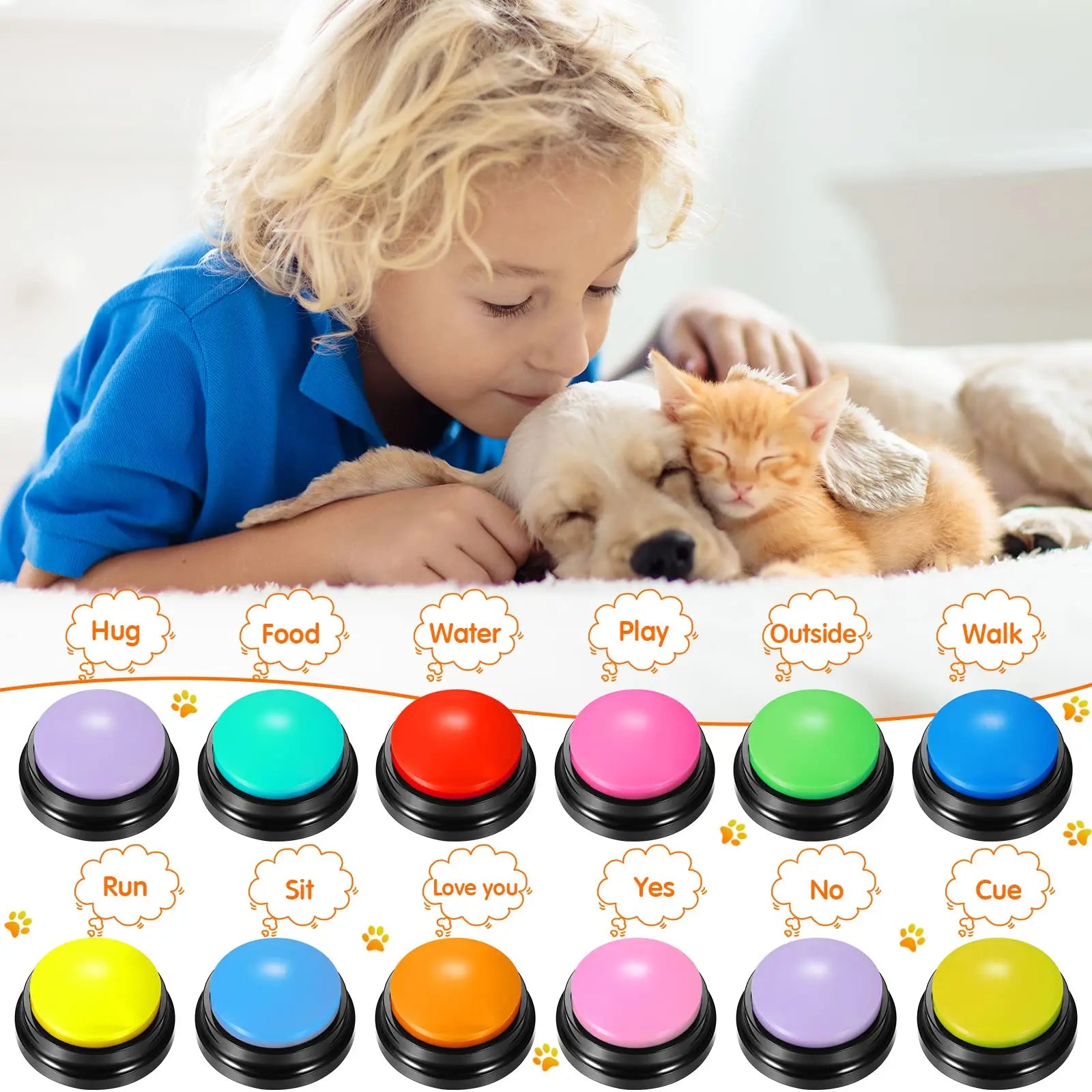 4/8/11PCS Dog Squeak Toys Voice Recording Button Dog Buttons For Communication Dog Toys Buzzer 30 Second Funny Dog Accessories