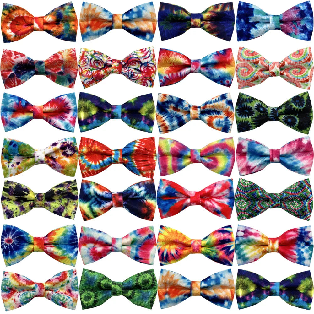 50/100pcs Tie-Dye Slidable Dog Bowties Collar Accessories For Small Dog Cat Bow ties Neckties For Pets Grooming Dog Accessories