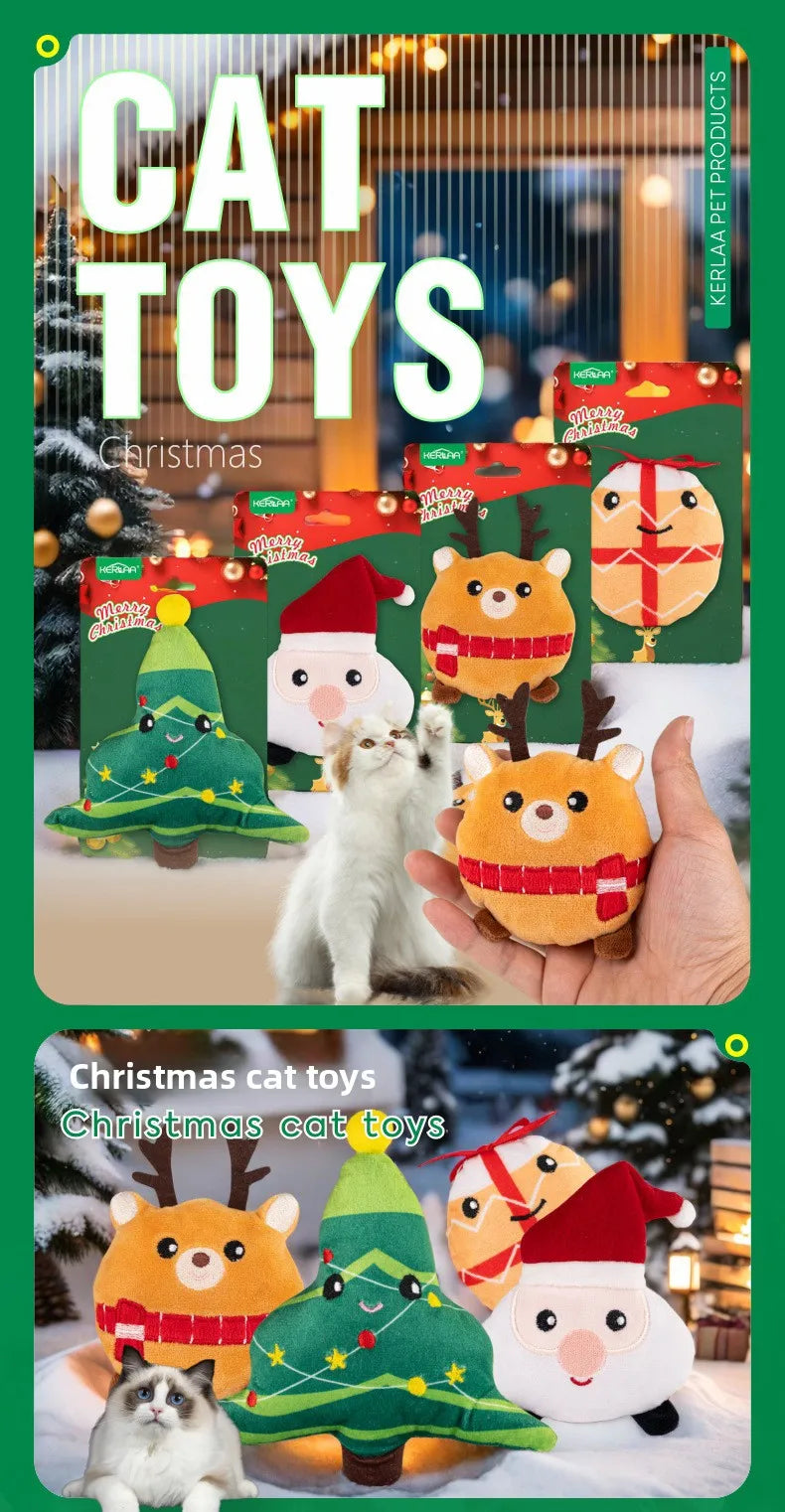 New Christmas Cat Toys Plush To Relieve Boredom and Clean Teeth Accompany Oneself Play with Cats Pet Supplies Christmas Gifts