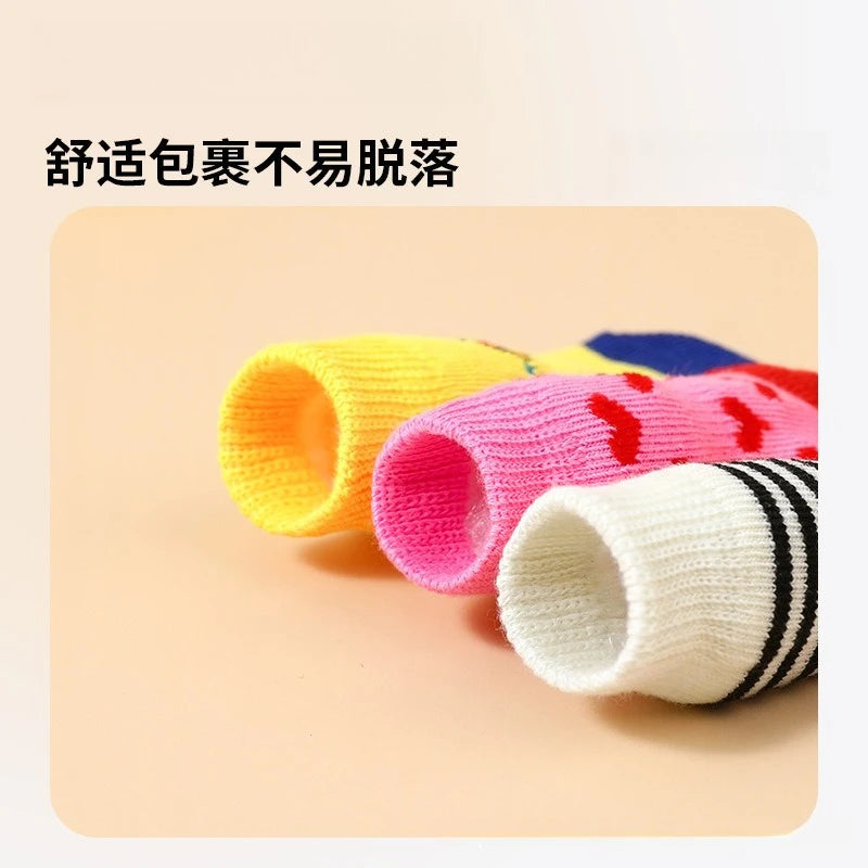 Cute Puppy Dog Knit Socks Autumn Winter Pet Socks Anti-Slip Knitted Small Dogs Shoes Warm Paw Protector Dog Accessories