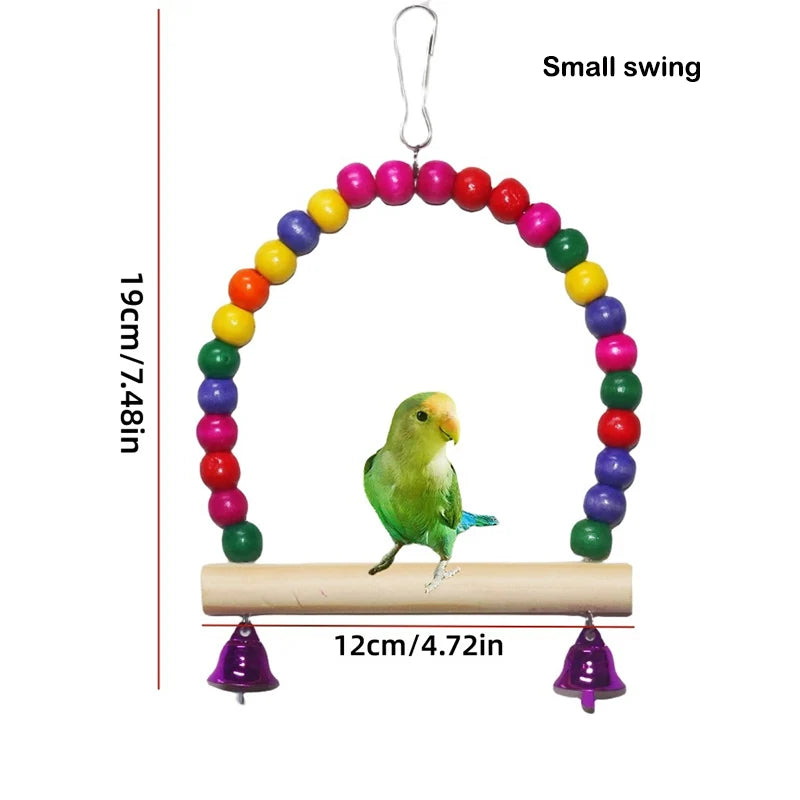 Birds Rope Parrot Toys Bird Accessories Wood Chewing Toy Cage Resistant Small Large Bird Toy Parrots Training Random Colors