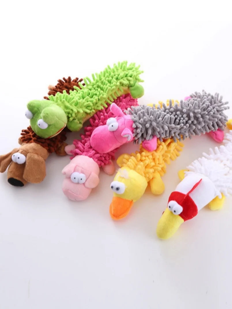 Chew Resistant Plush Pet Toys Stress Relieving Mop Plush Frogs Hippopotamus Teeth Grinding Dog Toys