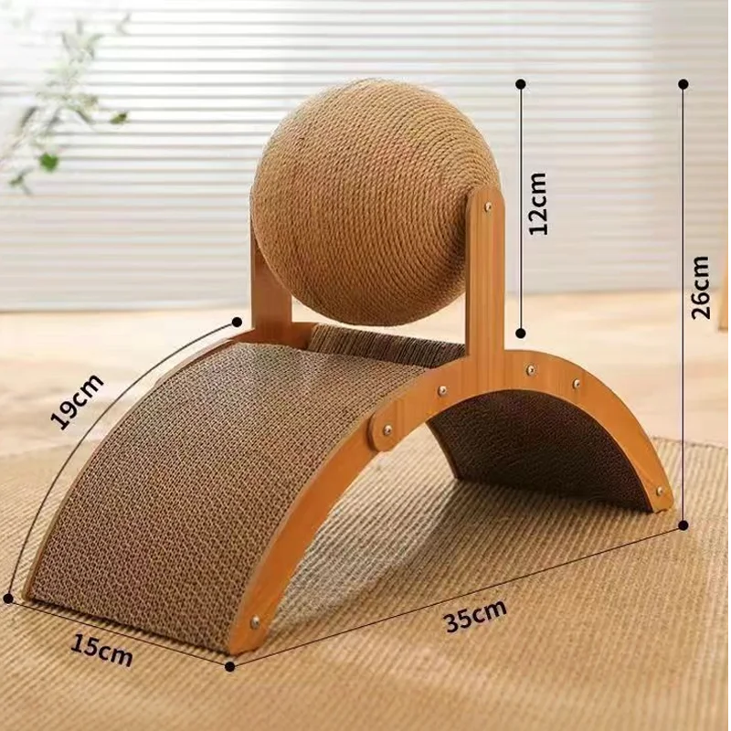 2 In 1, Cat Scratching Ball Wooden Cat Scratcher, Natural Sisal Scratch Board Scratching Column, Wear-Resistant Paw Wood Scraper