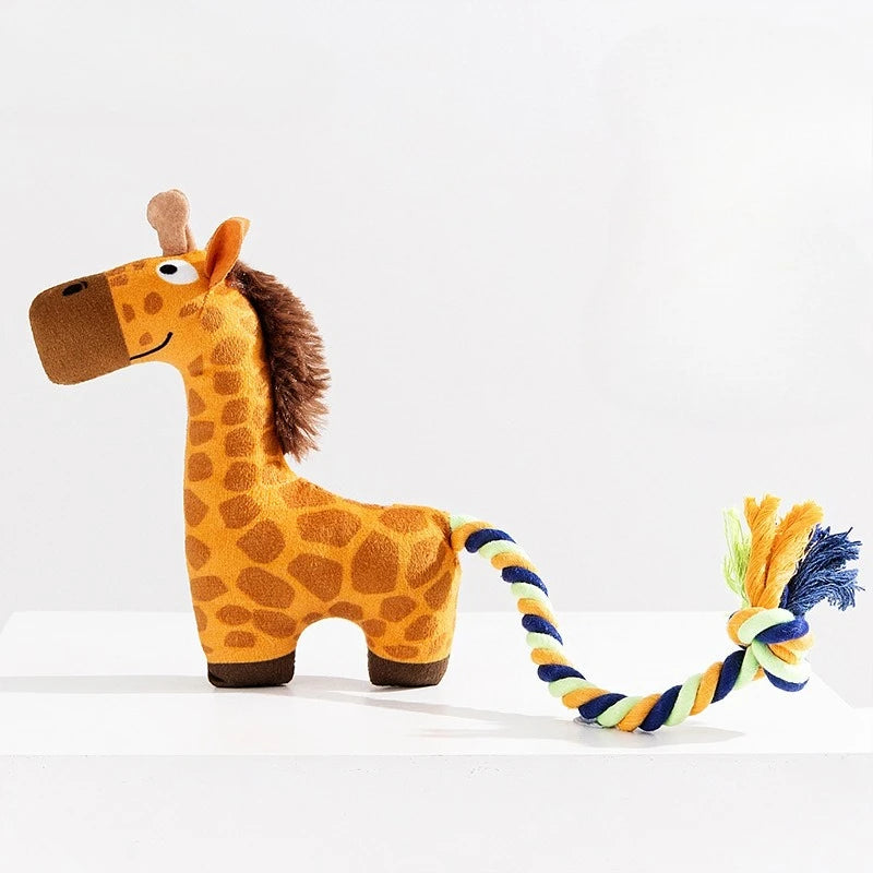 Plush Squeaky Dog Toys Human Pet Interactive Tug of War Knot Bite-resistant Pet Toys Outdoor Funny Crazy Zoo Plush Sound Toys