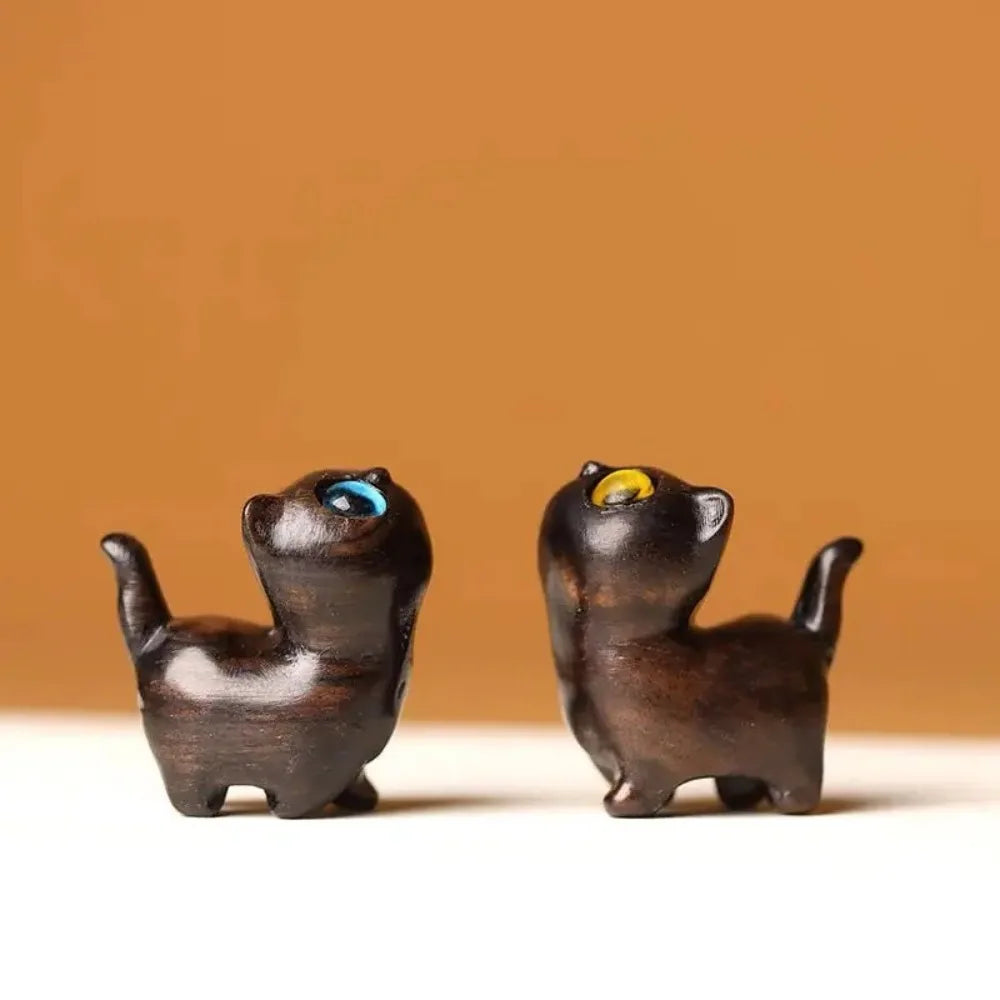 Charming Wooden Kitten Figurine - Handcrafted Cat Decor For Home, Perfect Gift Idea Cat Figurine Cat Accessories