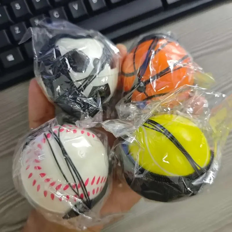 Sports Ball Wristband Set Basketball, Baseball Football on Elastic String - Perfect for Boys Outdoor Play Pet Dog Toys