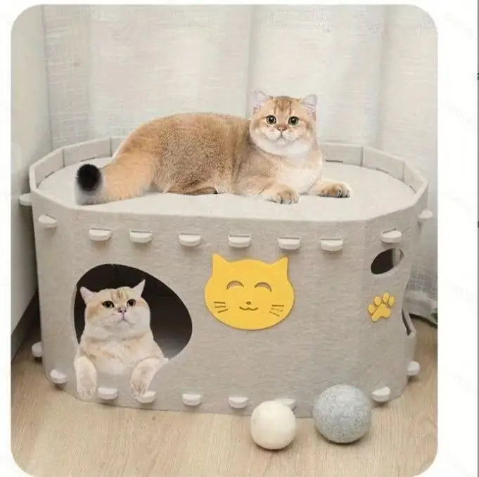 Felt Cat Bed Wear Resistant Pet House Detachable Cat Amusement Park Pet Shelter All Season Universal Pet House Cat Accessories