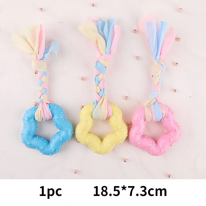 Pet Dog Toys For Small Dog Chews TPR Knot Toys Bite Resistant Molar Teeth Cleaning Dog Training Supplies Interactive Accessories