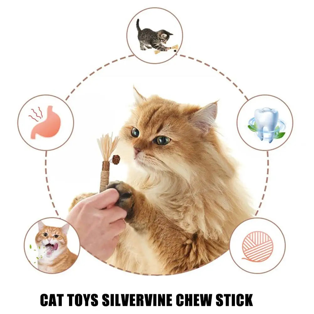 Cat Toys Silvervine Chew Stick Kitty Raffia Grass Pet Supplies Cleaning Teeth Stick Pet Bite Cat Toy Hemp Rope Teeth Cleaning To