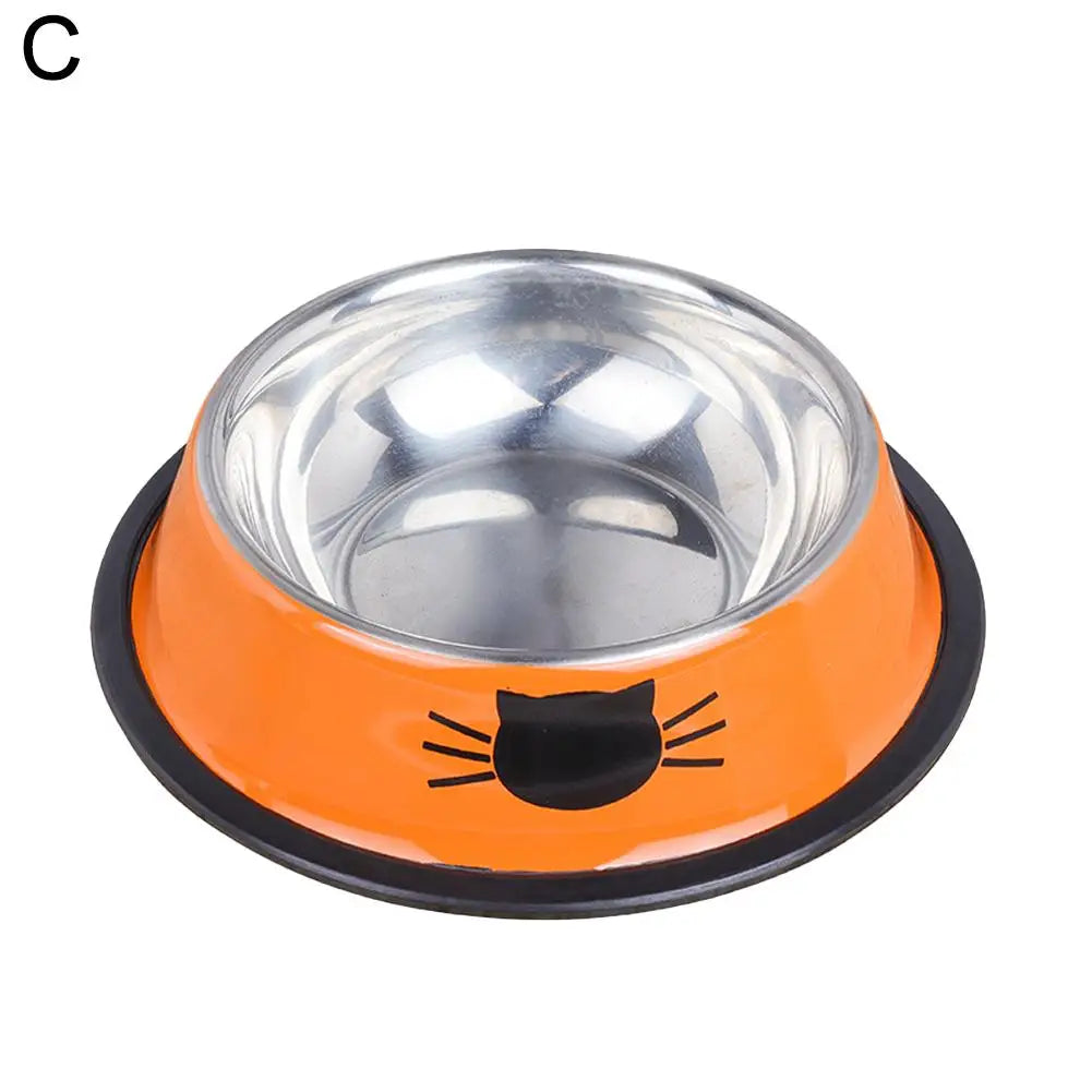 Cat Food Bowl Stainless Steel Kitten Cat Feeder Water Bowl With Non-Slip Rubber Base Small Pet Bowl Cat Accessories Pet Supplies