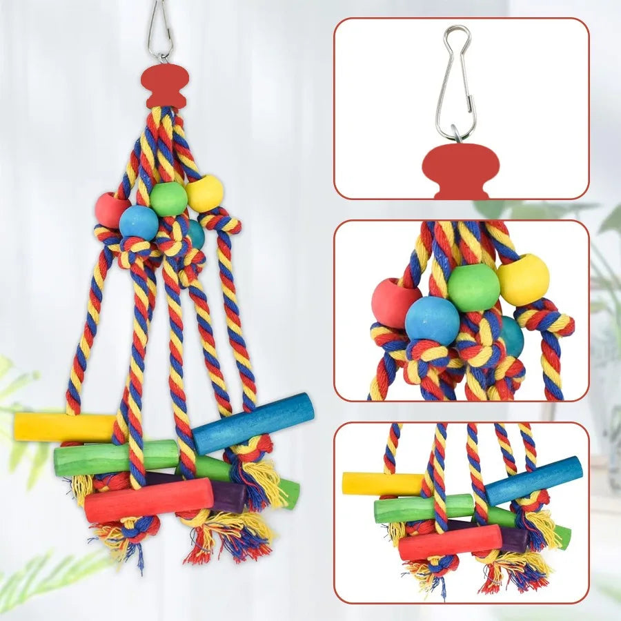 Wood Parrot Bird Toys Training African Grey Parrot Cage Accessories Birds Toy for Parrot Swing Equipment for Bird Foraging Toys