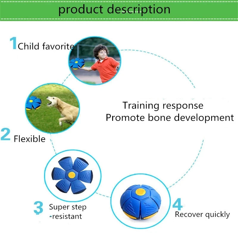 Pet Dog Toys Flying Saucer Ball Magic Deformation UFO TOYS Outdoor Sports Dogs Training Equipment Dog's Play Flying DISC