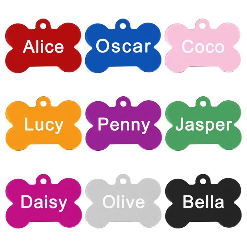 Personalized Dog Tag Bone Shaped Pet Id Tag Free Engraved Kitten Puppy Anti-Lost Dog Name Keychain Dog Accessories Cat Pendant