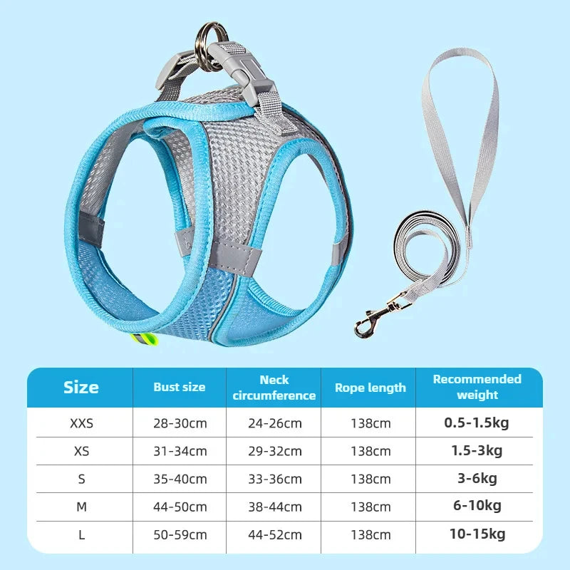 Pet Things Cat Accessories Cute Adjustable Cat Collar and Leash Set for Walking Safe Reflective Soft Comfortable Vest
