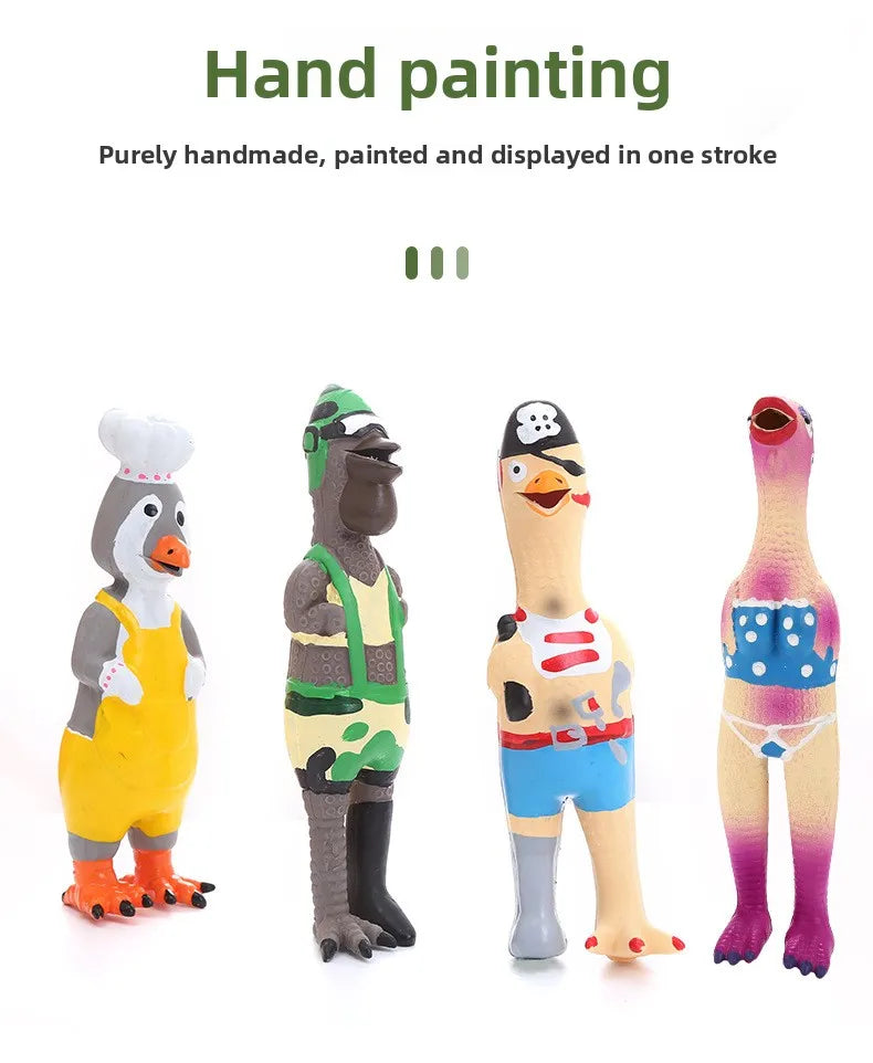 Squeaky Latex Chicken Dog Toys Funny Pirate Soldier Chef Bikini Shapes Loud Scream Chew Toy Pets Squeaky Latex Chicken Toy