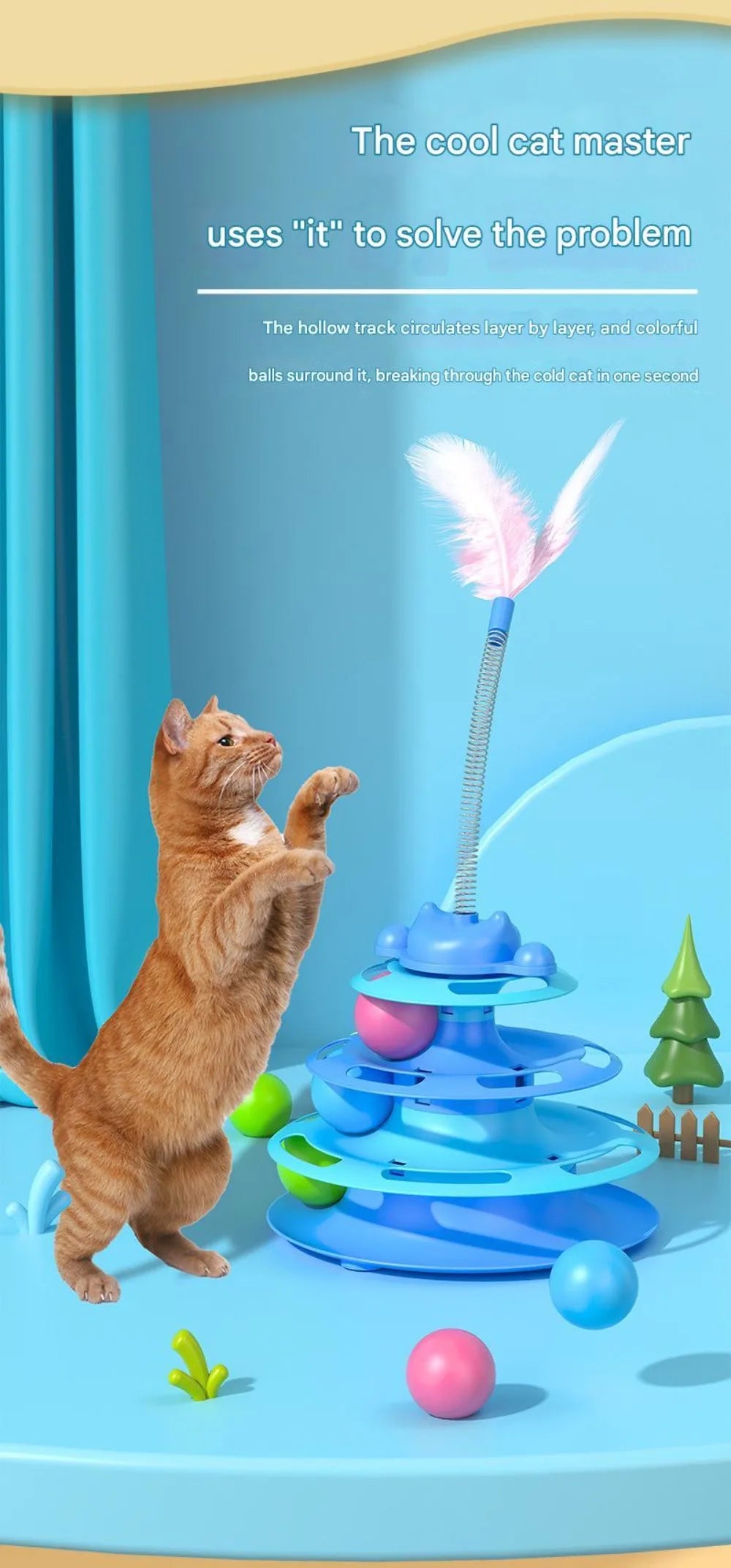 New Interactive Cat Toys Rotatable Intelligence Training Pet Cat Turntable Balls Feather Cat Amusement Plate Pet Supplies