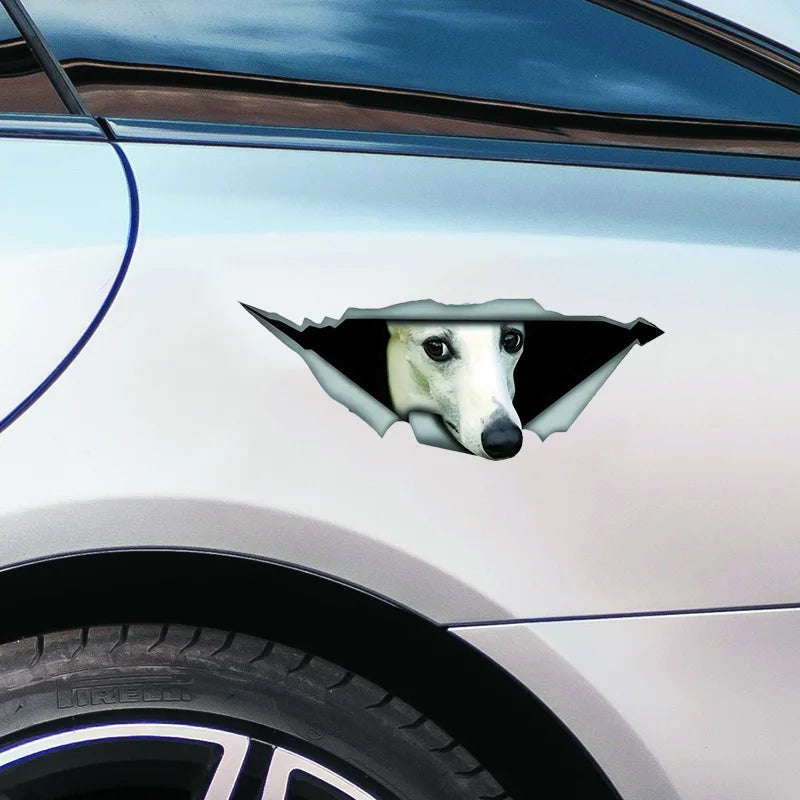 Creative Car Sticker White Whippet 3D Pet Dog Accessories Vinyl Car Styling Cover Scratches