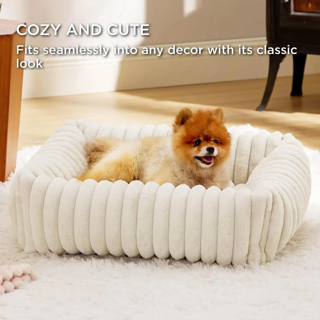 Luxury Warm Bed for A Small Dog W/ Armrest Cat Nest Pet Plush Kitten Winter Sofa Puppy Bed Detachable Washed for Cat Accessories