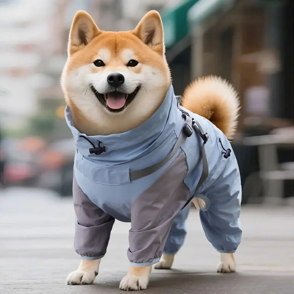 Waterproof Pet Dog Raincoat Four Legged Clothing Lightweight Dog Rain Jacket with Hat S-XXL Pet Rainwear Dog Accessories