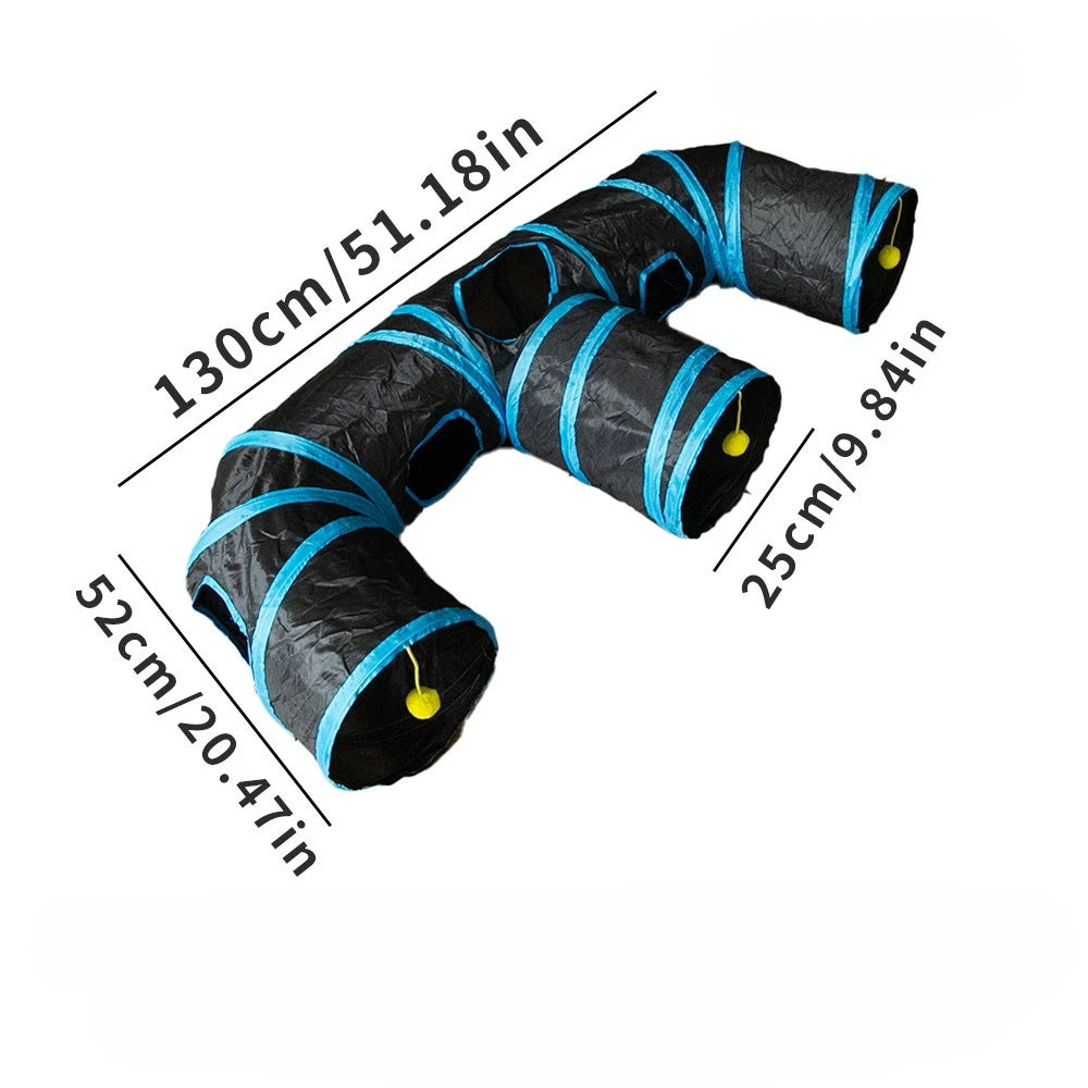 Pet Tunnel Multi Cat Interactive Rainbow Channel Large Multi Exit Foldable Cat Toy Drilling Cat Channel Durable Scratch and Bite