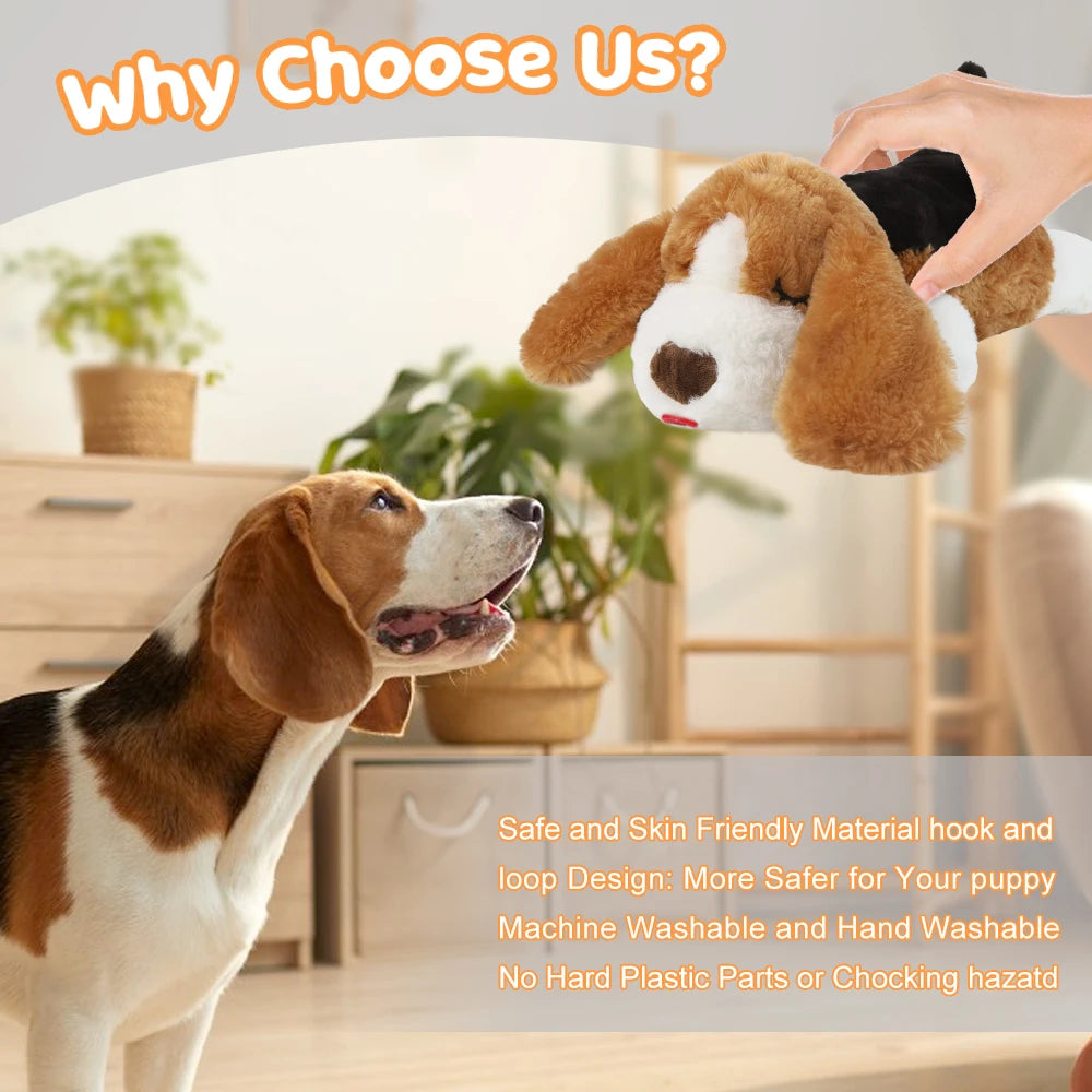 Puppy toys with heartbeat dog toys, pet separation stress soft plush relief and calming sleep partner behavior aid toys