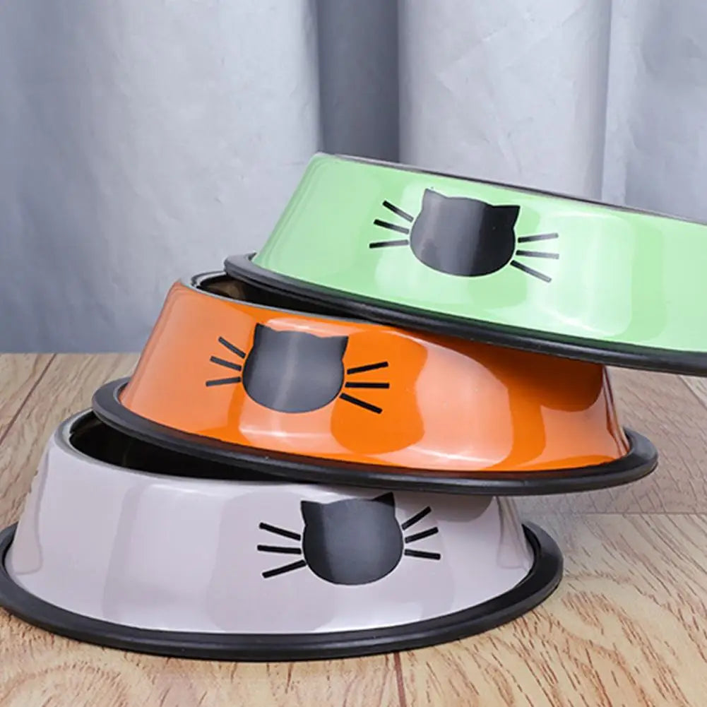 Cat Food Bowl Stainless Steel Kitten Cat Feeder Water Bowl With Non-Slip Rubber Base Small Pet Bowl Cat Accessories Pet Supplies