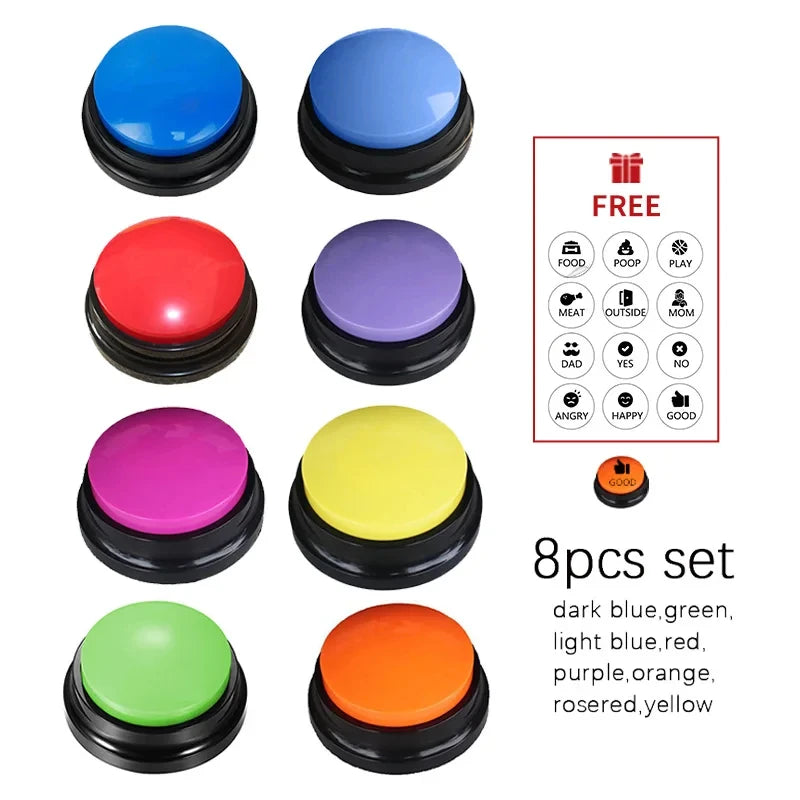 4/8/11PCS Dog Squeak Toys Voice Recording Button Dog Buttons For Communication Dog Toys Buzzer 30 Second Funny Dog Accessories