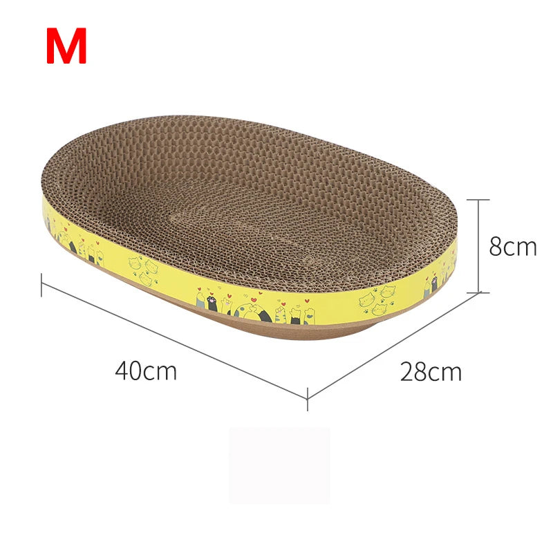 Fun Cat Scratching Board Protect Furniture Grinding Claw Toys Oval Corrugated Paper Wear-resistant Cat Nest Cat Accessories