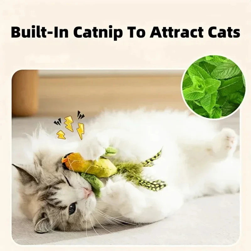 1PC Simulation Bird Interactive Plush Bird Cat Toys With Realistic Sounds Cat Chew Bite Plush Toys Pet Cat Supplies
