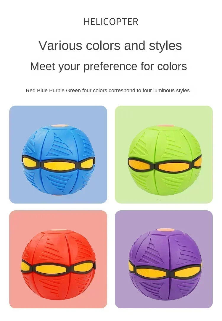 Dog Toys Outdoor Fun Toys Boy Girls Flying Saucer Ball Magic Deformation UFO with NO Led Light Flying Toys Decompression Gift