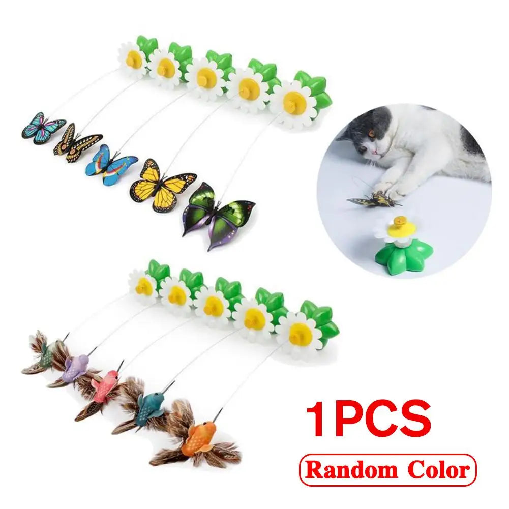 Rotating Electric Butterfly, Hummingbird And Bee Pet New Product Rotating Around Flowers To Cats And Butterflies Pet Toys