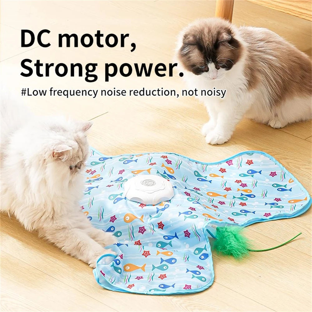 Smart Cat Toys Interactive Hide and Seek Cat Toy with Mouse Squeaky Motion Activated Moving Concealed Feathers Kitten Teaser Toy
