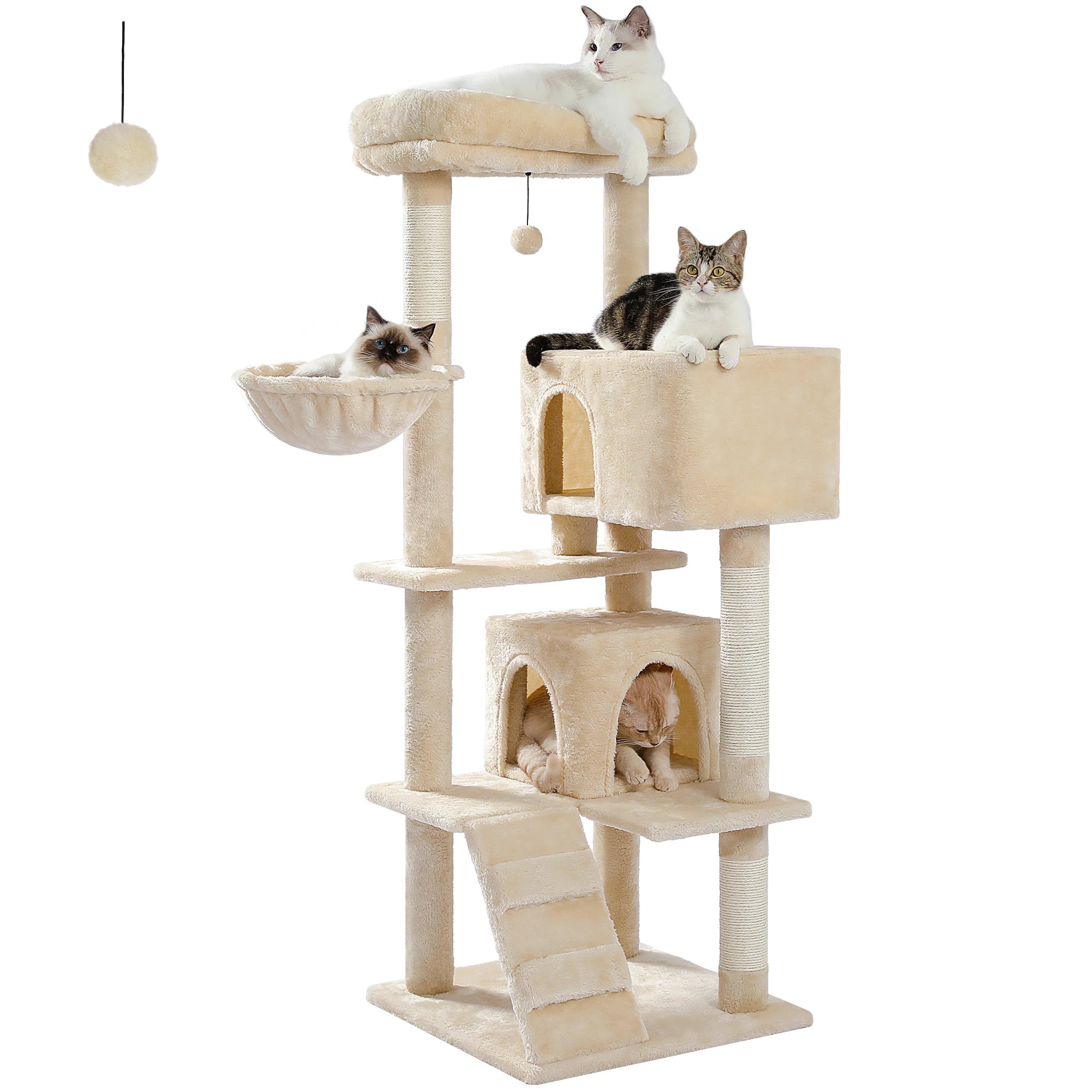 Multi-Level Cat Tree Tower with Scratching Post, Cozy Hammock, Top Perch, Large Cat Condo for Indoor, Cat Accessories, Cat Toys