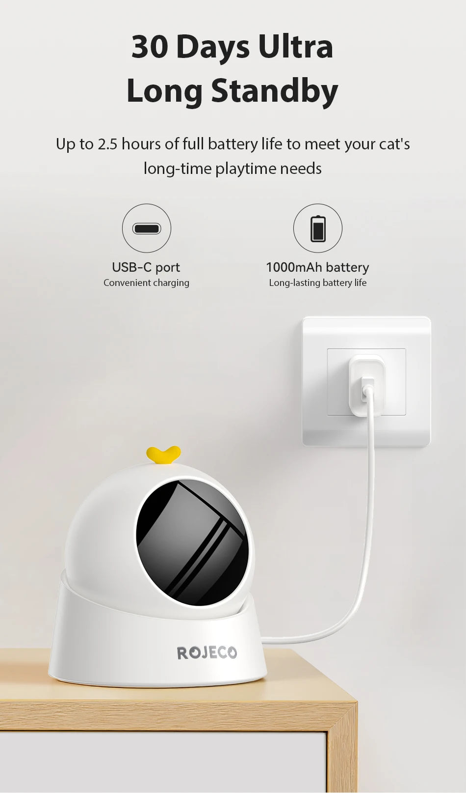 ROJECO Automatic Cat Toy Interactive Adjustable Mode Electric Cat Laser Toy For Kitty Dog Indoor Smart Teasing Laser Cat Toys