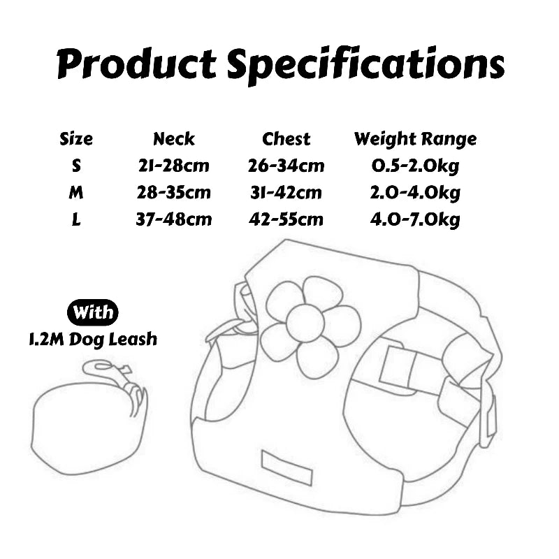 Macaron Breathable Soft Dog Harness – Adjustable Vest-Style Dog Harness and Leash Set Dog Accessories for Small Dogs Walking