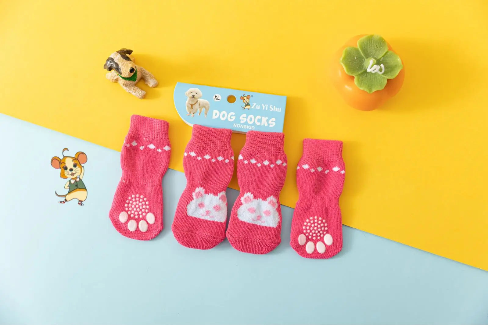 Cute Puppy Dog Knit Socks Autumn Winter Pet Socks Anti-Slip Knitted Small Dogs Shoes Warm Paw Protector Dog Accessories