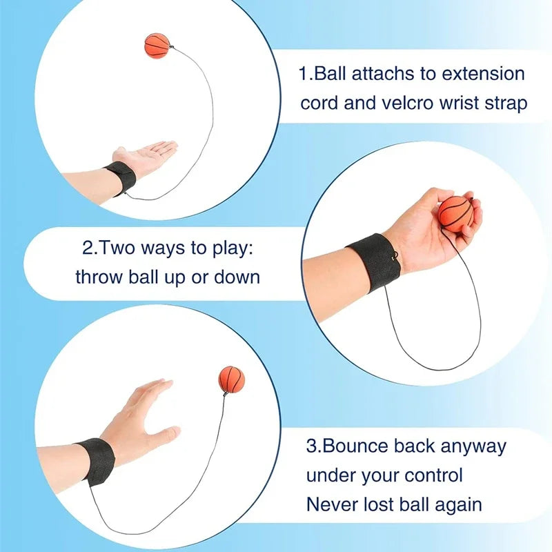 Sports Ball Wristband Set Basketball, Baseball Football on Elastic String - Perfect for Boys Outdoor Play Pet Dog Toys