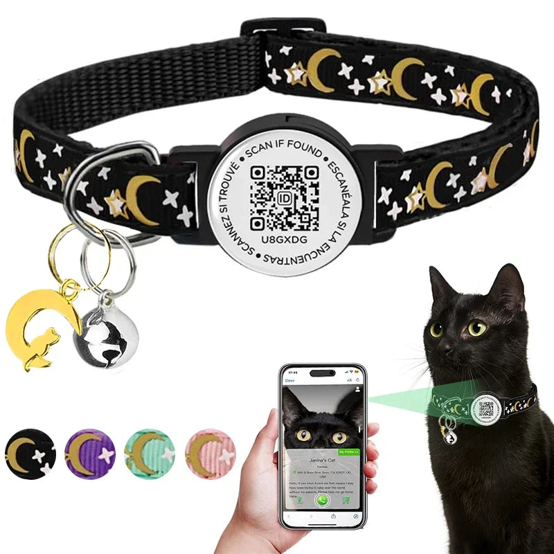 QR Code Pet Tag Cat Collar Breakaway with QR ID Tag, Puppy Cat Accessories Glow Kitten Collars, Cat Tag, Safety Quick Release