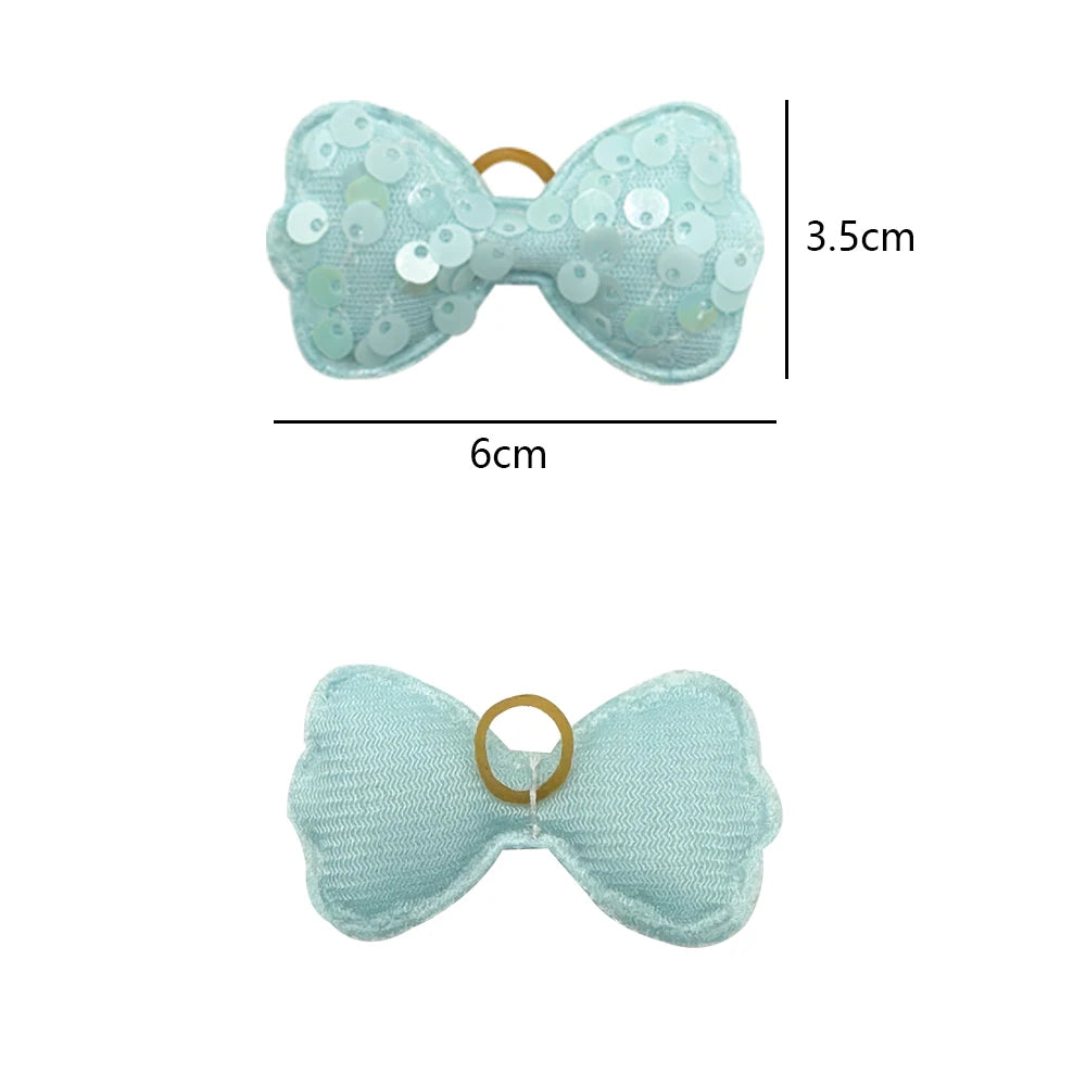 50/100pcs Sequins Style Dog Bowknot Hair Bows Decorate Bows with Rubber Band for Small Dogs Puppy Pet Headwear Dog Accessories
