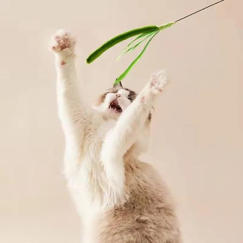 New Cat toys, dog tail grass teasing cat pole feather pole wire cat toys, feather pole, flexible wire durable pet supplies