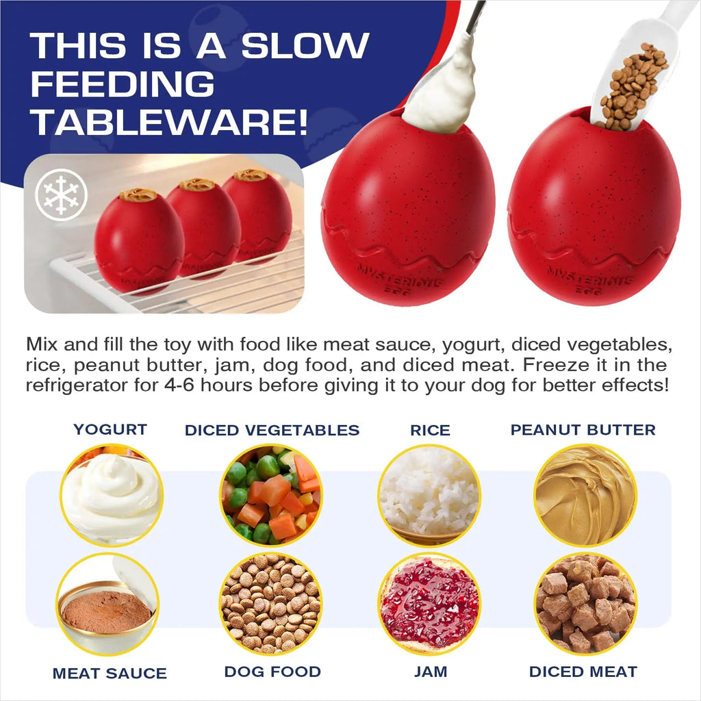 Dog Chew Toys Larger Dinosaur Egg Shape Pet Toys Slow Feeder Clean Teeth Interactive Food Cups Release Anxiety Dog Accessories