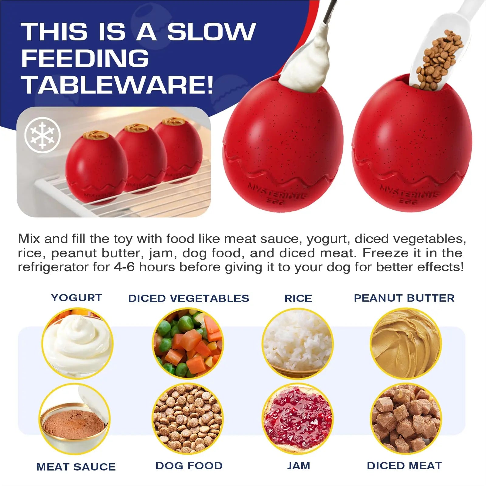 Dog Chew Toys Larger Dinosaur Egg Shape Pet Toys Slow Feeder Clean Teeth Interactive Food Cups Release Anxiety Dog Accessories