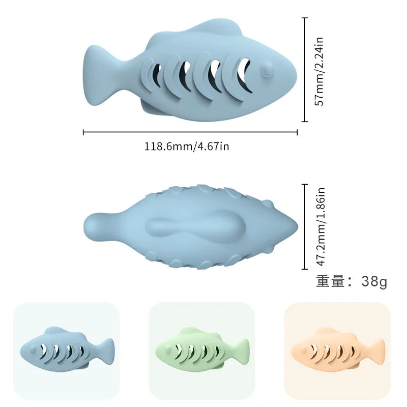 Cat Toy Interactive Silicone Fish Pet Toys For Kitten Teeth Cleaning Leak Food Cat Chew Toys Food Storage Toy Pet Supplies