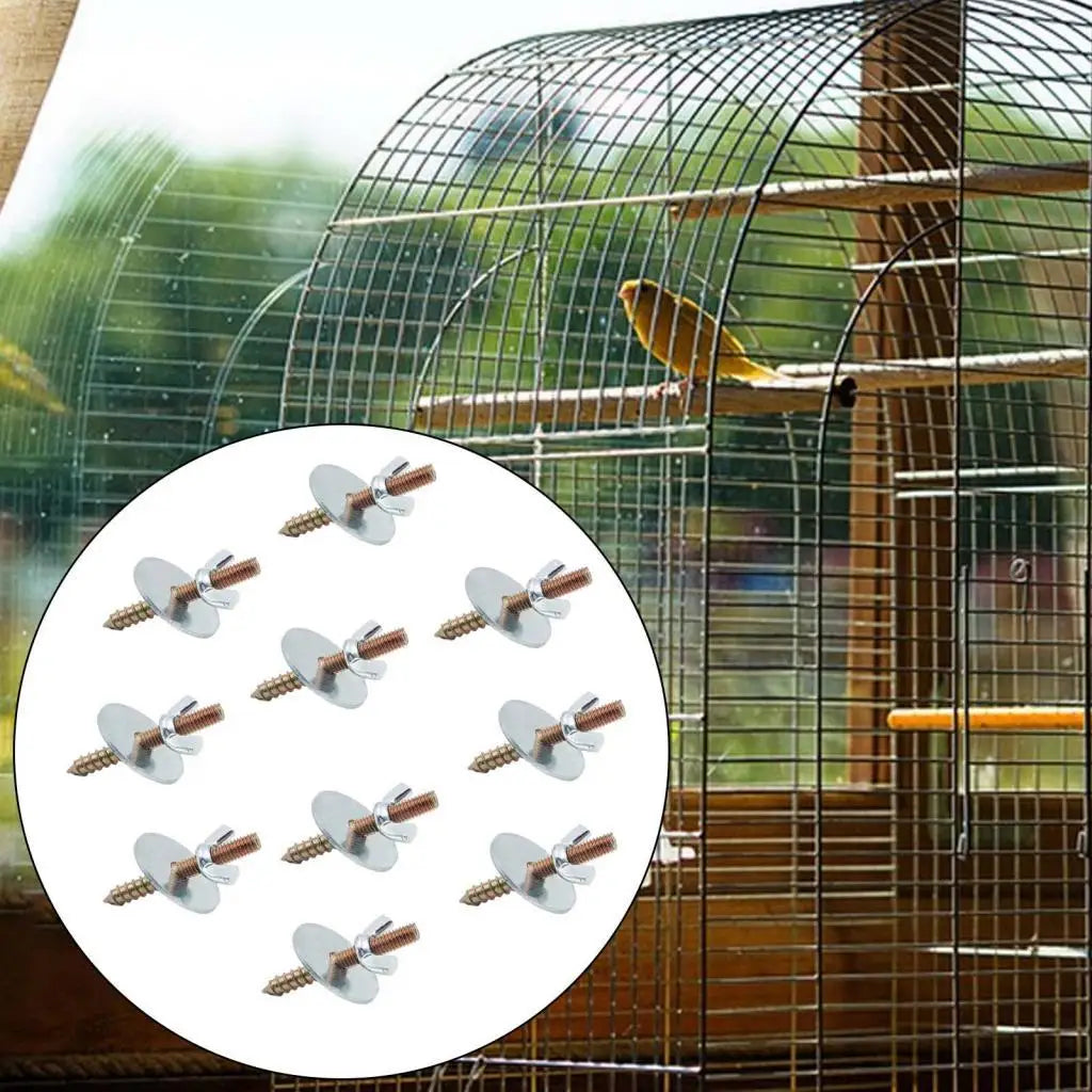 10x Bird Cage Perch Screws and Nuts Screw Nut with Gaskets for Parrot Stand Building Wood Birds Perch Parrot Toys Bird Stand