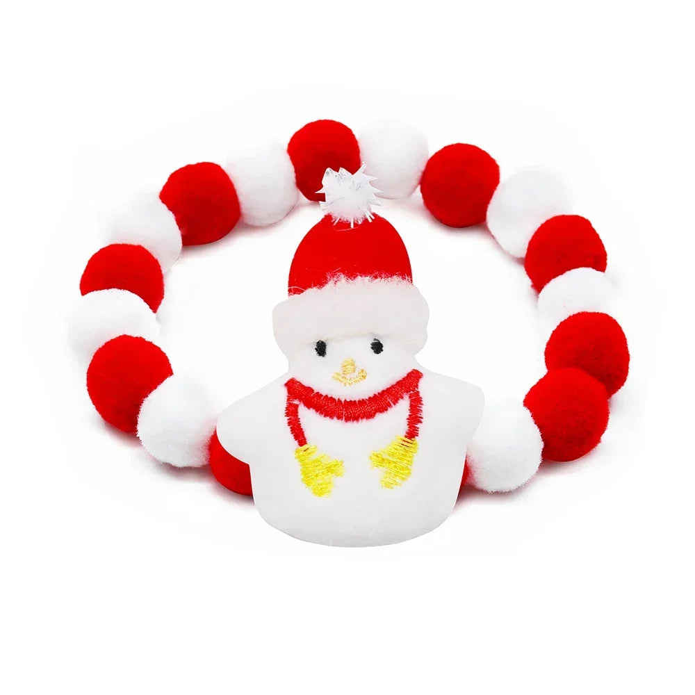 1PC Christmas Decorate Pet Bowtie Dog Deer Hair Ball Pet Puppy Adjustable Snowman Necktie Collar for Small Large Dog Accessories